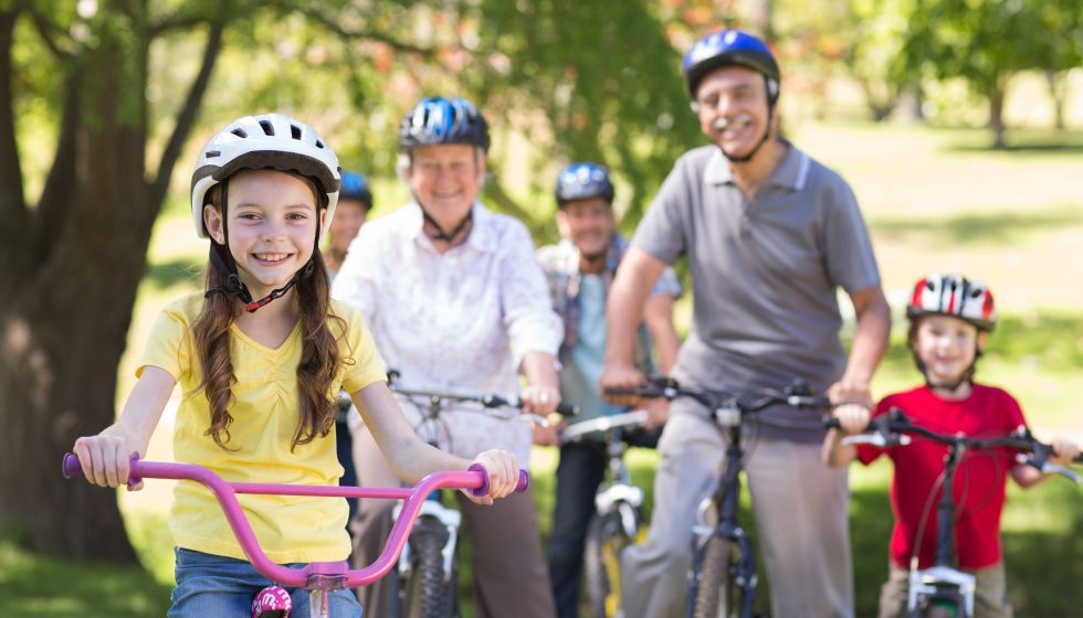 family biking